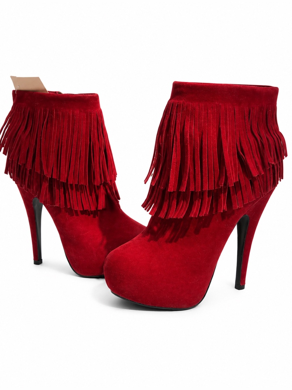Delicacy brand red fringe Stiletto ankle boots